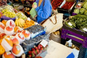 Woman shopping food at market